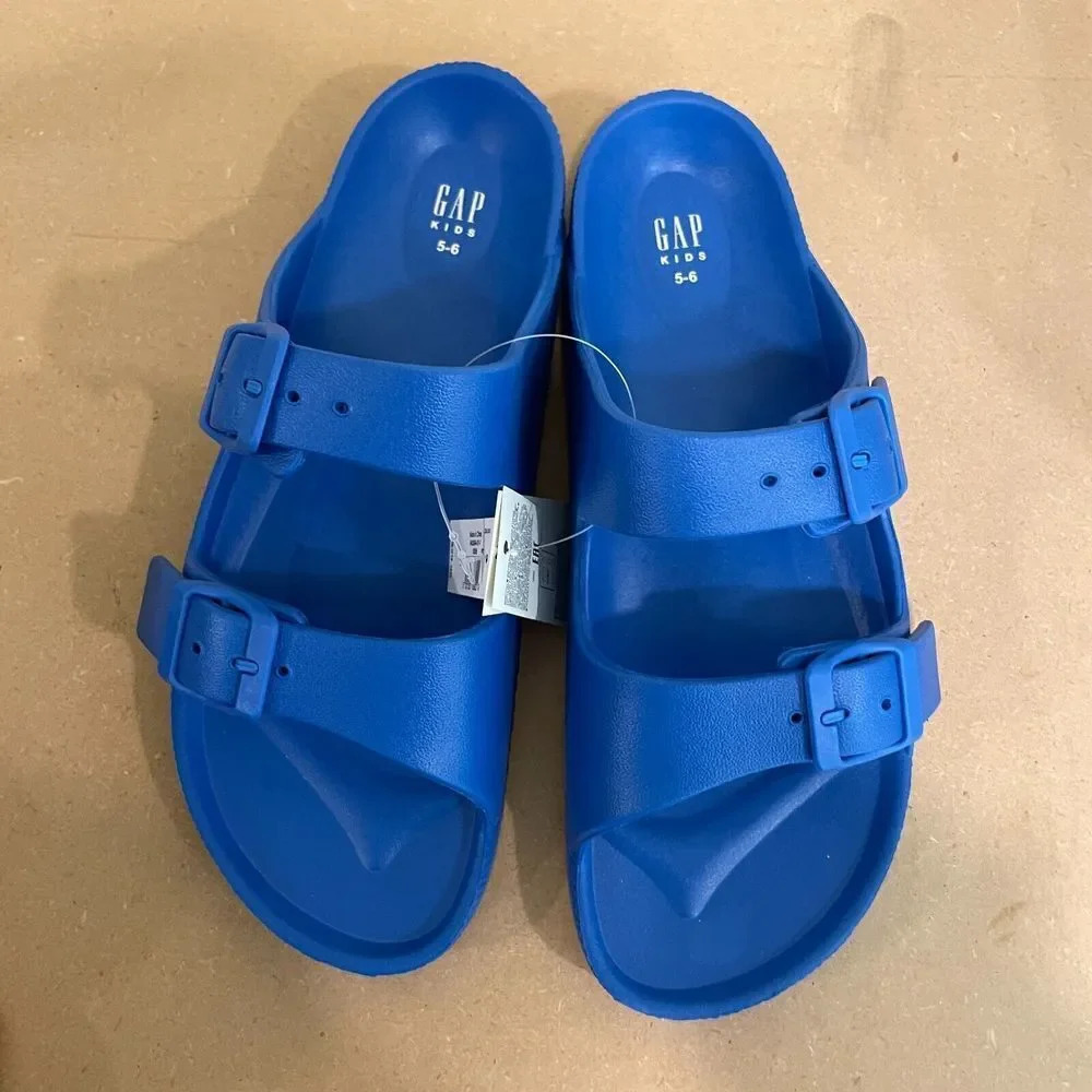 Gap Kids Buckle Slide-On Sandals 5/6 Blue Slip On Summer Lightweight Fun - Picture 2 of 7